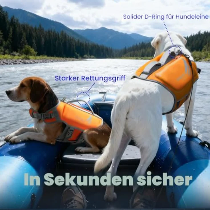 VIVAGLORY Hunde Schwimmweste High Buoyancy, Sicherheitsweste für kleine Hunde, verstellbare Riemen, Neopren, S, Orange – Bild 3