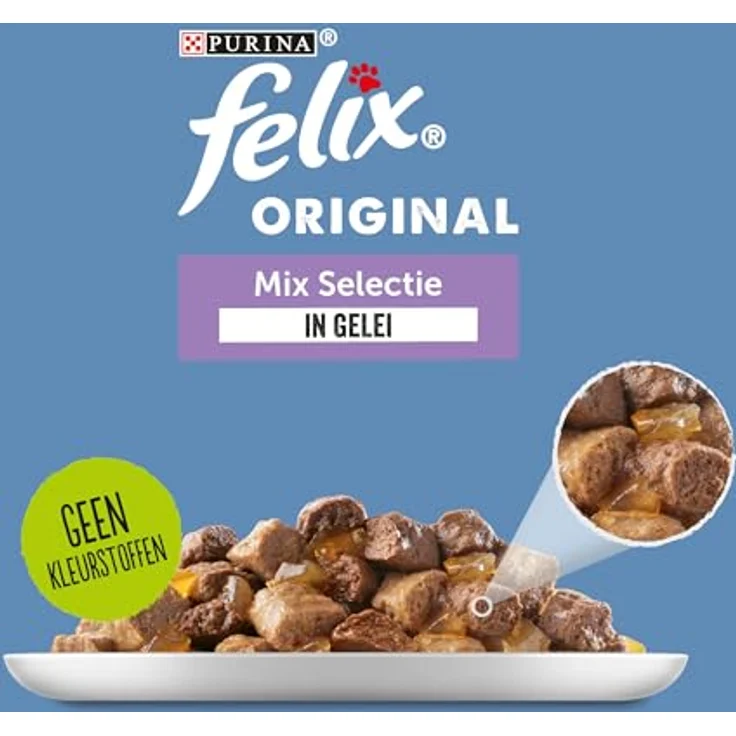 Felix Mix Auswahl in Gelee, Katzen-Nassfutter Mahlzeitenbeutel mit Huhn, Lachs & Thunfisch, 44 x 85g (3,7kg) – Bild 3