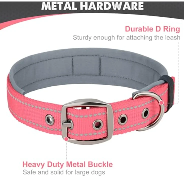 Joytale Neopren Hundehalsband gepolstert, reflektierend und langlebig für kleine Hunde, pink – Bild 5