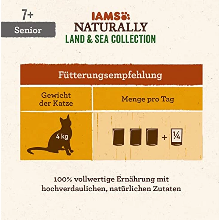 IAMS Naturally Senior Katzenfutter Nass in Sauce, 12 x 85 g, mit Lachs und Lamm für ältere Katzen, Land & Sea Collection, ohne künstliche Zusätze – Bild 5