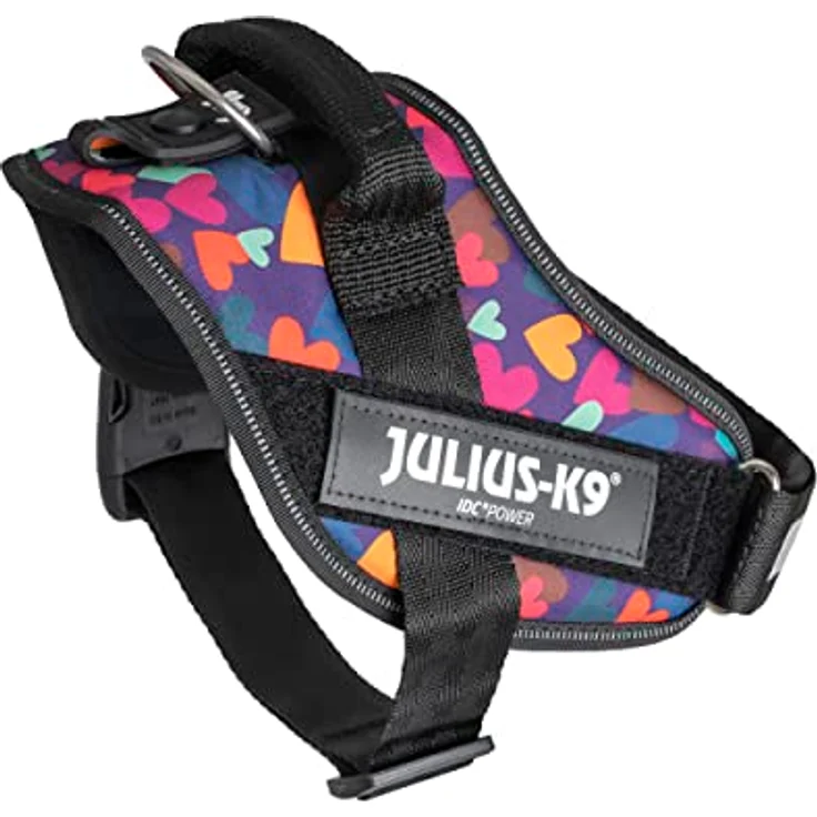 JULIUS K-9 IDC Powergeschirr Größe M/0, Mixed Heart - Robuste Konstruktion mit reflektierenden Elementen, Austauschbare Klettaufschriften – Bild 4