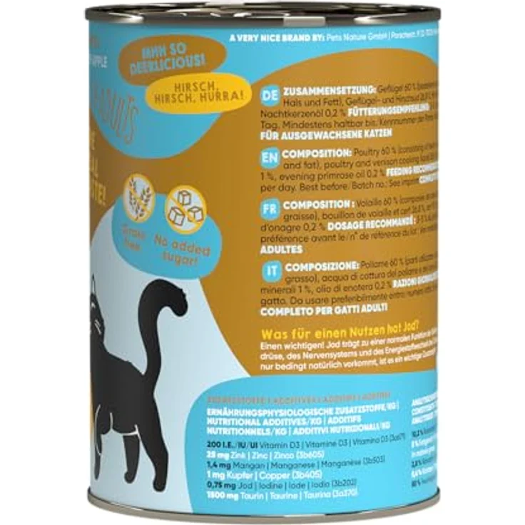Lucky Lou Lifestage Adult Katzen-Nassfutter, Geflügel und Hirsch, Getreide- und Zuckerfrei, 24x400g – Bild 3