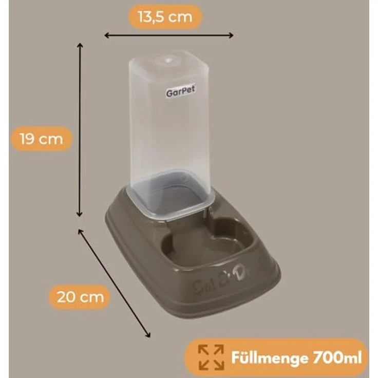 GarPet 2er Set Automatischer Futterspender und Wasserspender 2in1, 700 ml, transparent, spülmaschinenfest für Hunde und Katzen – Bild 2