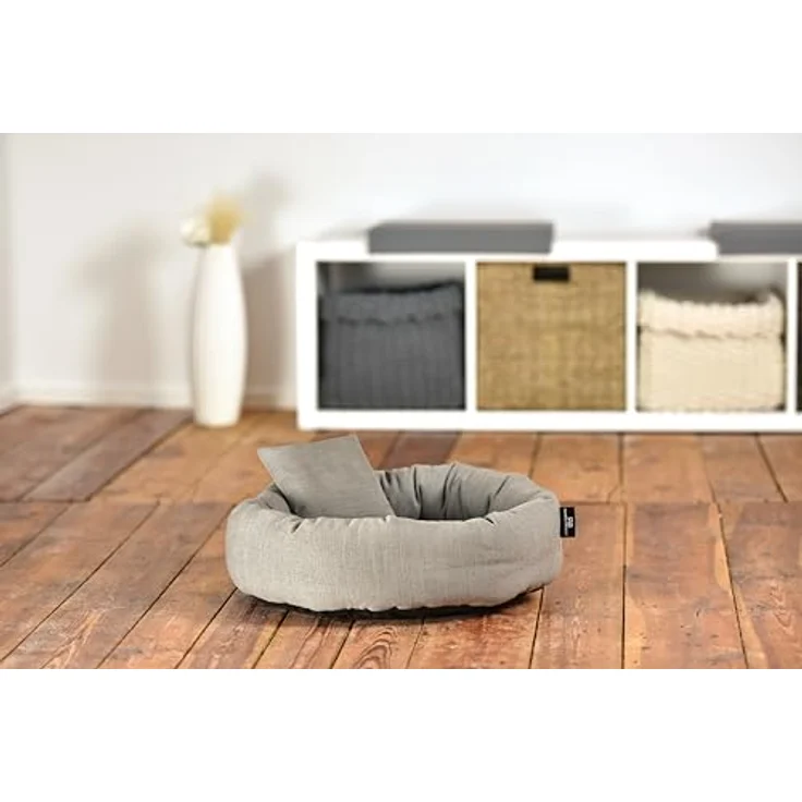 Rohrschneider Rohrschneider Kuschelinsel für Hunde und Katzen, aus 100% recyceltem Material, herausnehmbares Innenkissen, abnehmbarer Bezug, Grau, Größe S (50x15cm) – Bild 2