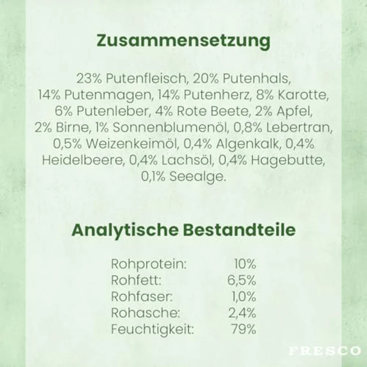 Fresco Dog NassBarf Pute, getreidefreies Hundefutter, 6 x 800g, Mono-Protein mit 80% Frischfleisch, ohne künstliche Zusätze, aus Deutschland – Bild 3