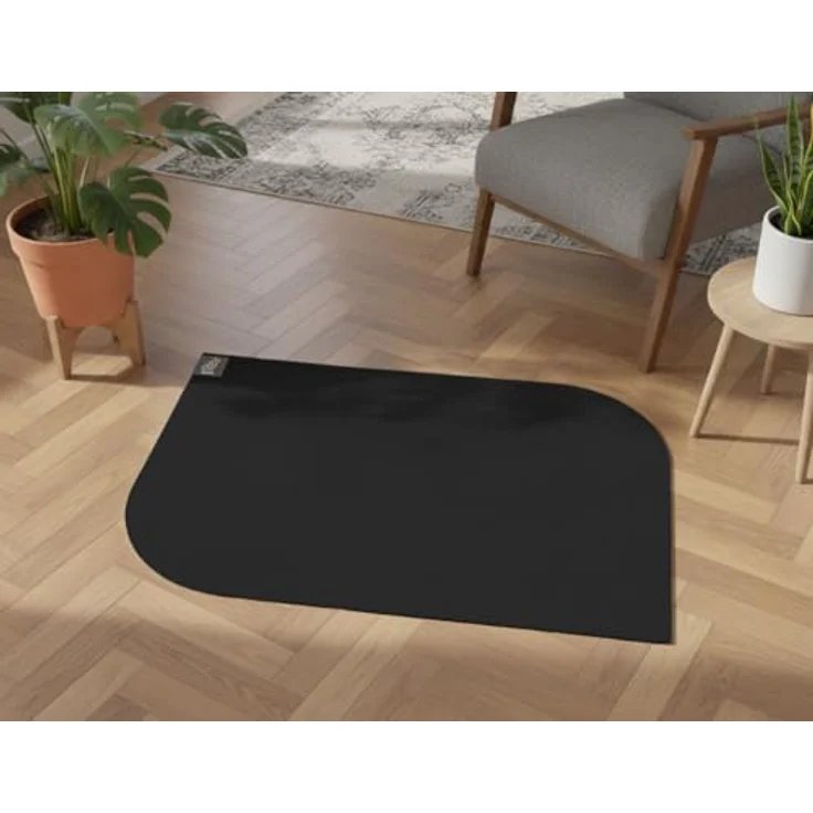 SANOZOO® Napfunterlage „Blatt“, beidseitig rutschfest & waschbar, für Hund & Katze, Schwarz 40 x 60 cm, Made in Germany – Bild 1