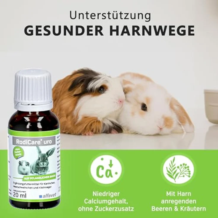 Alfavet RodiCare URO, Ergänzungsfuttermittel zur Verringerung der Harnsteinbildung für Kaninchen, Meerschweinchen und Kleinnager, 20 ml Dosierspritze, nährstoffreich und blasenunterstützend – Bild 2
