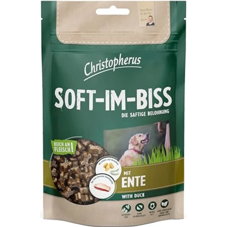 Christopherus Soft-Im-Biss mit Ente, getreidefreies Hunde-Trockenfutter ohne Zuckerzusatz, 1er Pack (1 x 0,125 kg) – Bild 1