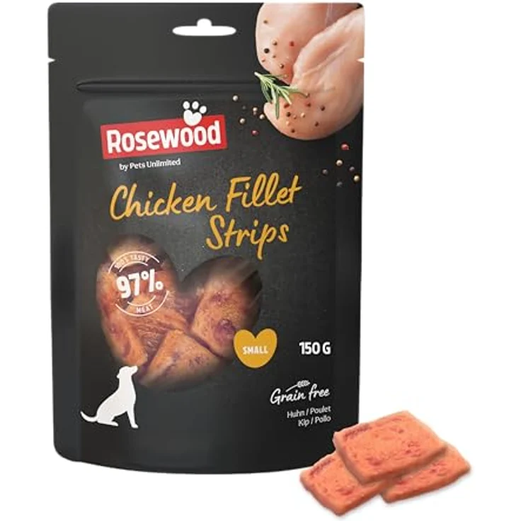 Rosewood Chicken Fillet Strips Small, Weicher Hundesnack mit 97% Huhn, proteinreich, fettarm, ohne Getreide, 150 g – Bild 1