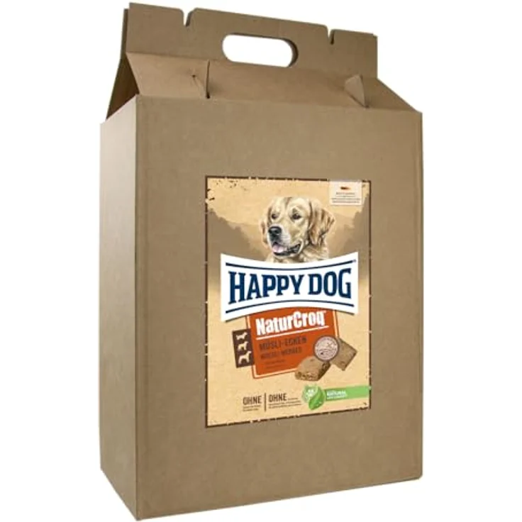 Happy Dog NaturCroq Müsli-Ecken, 5 kg Knuspersnacks mit Geflügel und pflanzlichen Ballaststoffen für gute Verdauung