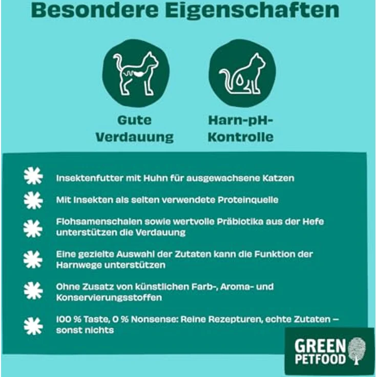 Green Petfood Cat Sensitive, Trockenfutter mit Insektenprotein, getreidefrei, Monoprotein, 5 x 300 g – Bild 4