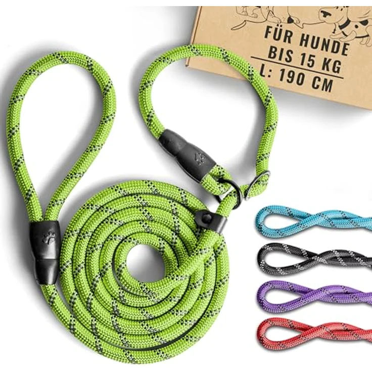 rootsnoot Retrieverleine 190 cm, 1 cm stark, Moxonleine für Hunde bis 15 kg, robuste Schlupfleine für Alltag & Training – Bild 1