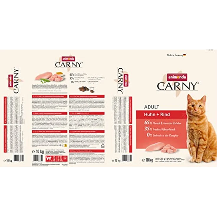 Animonda Carny Trockenfutter Katze Adult Huhn und Rind, 10 kg, knusprig, ohne Getreide, leicht verdaulich, ideal für sensible Katzen – Bild 2