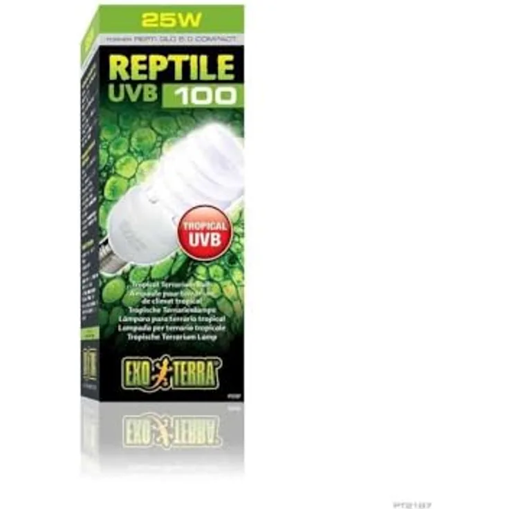 Exo Terra Reptil 5.0 Tropenlampe E27 25 W, UVB-Lampe für optimale Lichtbedingungen in Regenwaldterrarium
