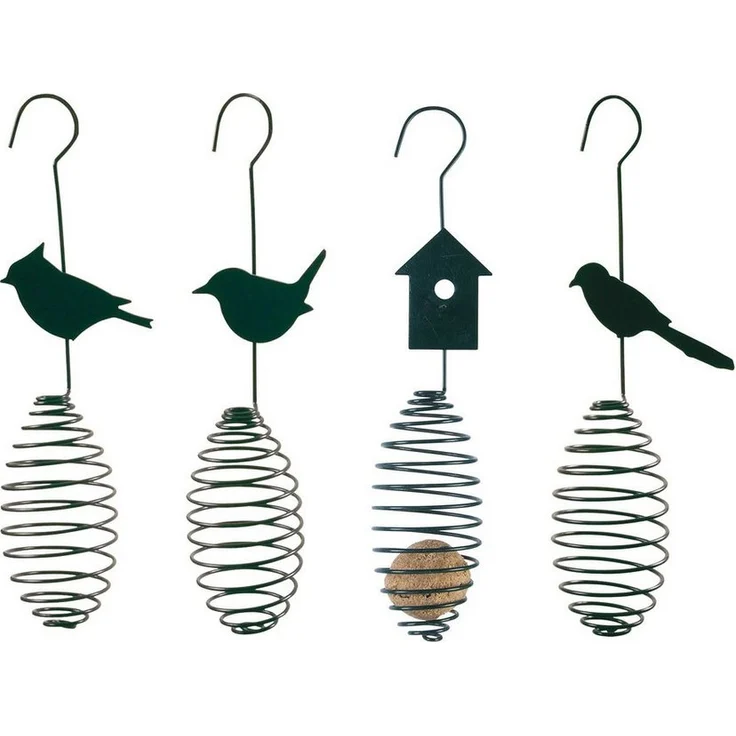Jet-Line Vogelhaus Futterfeder VOGELWELT 4er Set, grüne Futterstelle für Wildvögel mit ansprechender Optik