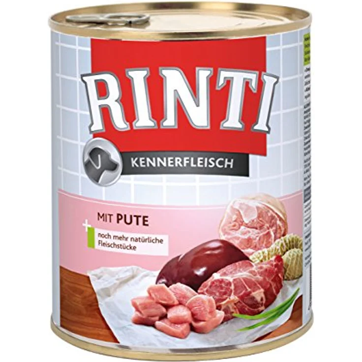 RINTI Kennerfleisch 6 x 400 g - Ente, ausgewogenes Hunde-Nassfutter mit hohem Fleischanteil und reich an Omega-3-Fettsäuren