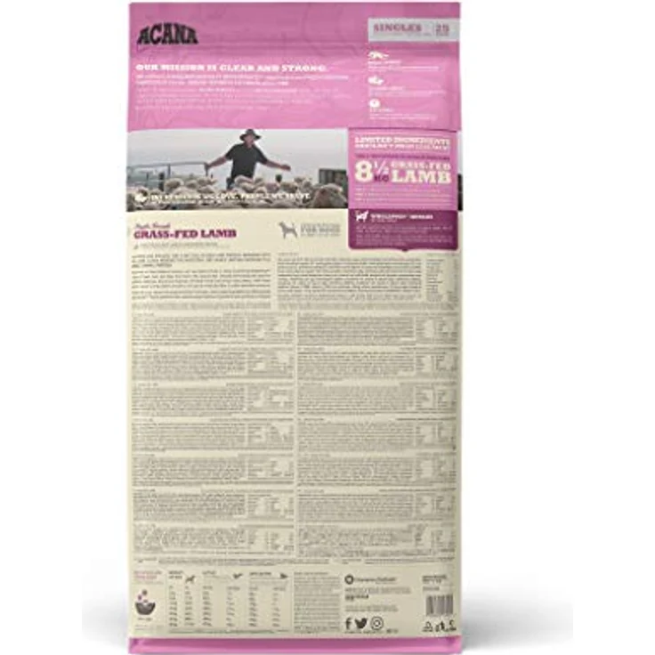 Acana Grass-Fed Lamm, Hundefutter für ausgewachsene Hunde, 17 kg, Monoprotein mit 50% rohem Weidelamm – Bild 3