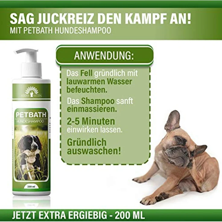 Adema Natural® PETBATH Hundeshampoo 200 ml - Natürliche Pflege gegen Juckreiz, Fellgeruch, Milben, Flöhe und Läuse für Hunde und Welpen – Bild 5