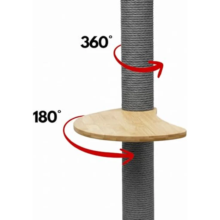 Eyepower Luna, 102 cm Wandkratzbaum mit 1 drehbarem Plateau, Sisal Kratzbaum zur Wandmontage aus Bambus – Bild 6