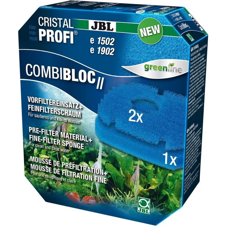 JBL CRISTALPROFI COMBIBLOC II, Ersatzfilterset für Außenfilter (402/702/902/1502/1902) mit 3 Filtereinsätzen, schadstoffneutral und lasergenau zugeschnitten