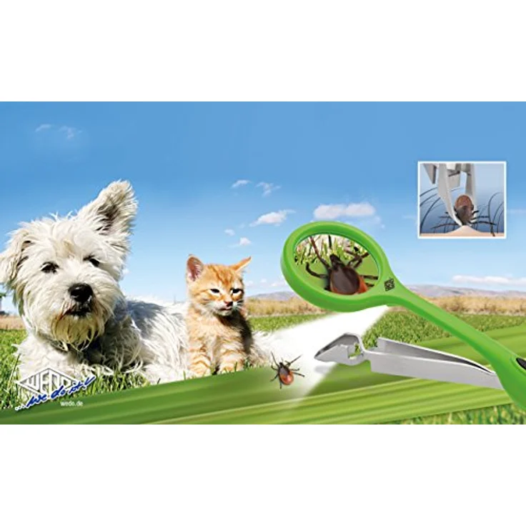 WEDO Zeckenzange Quickex mit Lupe und LED-Licht, Metallgreifarm, grün – Bild 5