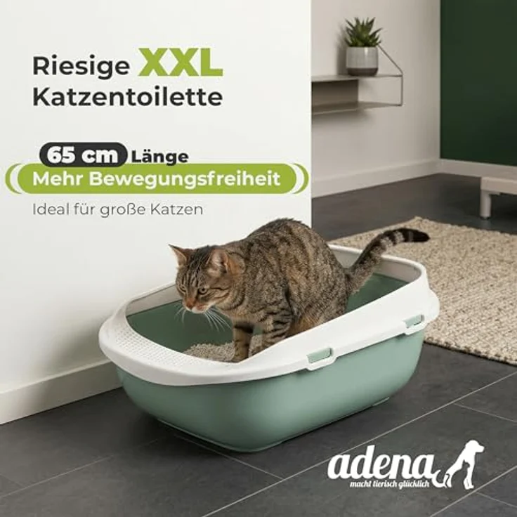 adena XXL Katzentoilette Schale 65 cm Agave, mit Rand und großer Streuschaufel, perforierte Einstiegsstufe – Bild 3