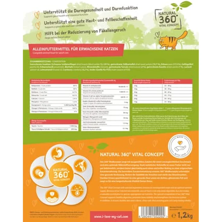 I Love My Cat Hochwertiges getreidefreies Trockenfutter mit frischem Insektenprotein und hohem Omega-3-Gehalt für Katzen - 1,2 kg - Hypoallergen und nährstoffreich – Bild 4