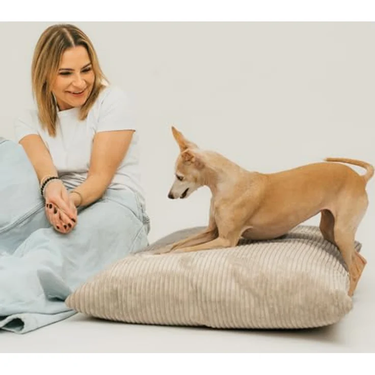 4L Textil Molly Hundebett, waschbares Hundekissen aus Cord, beidseitig nutzbar, für kleine und mittelgroße Hunde – Bild 3