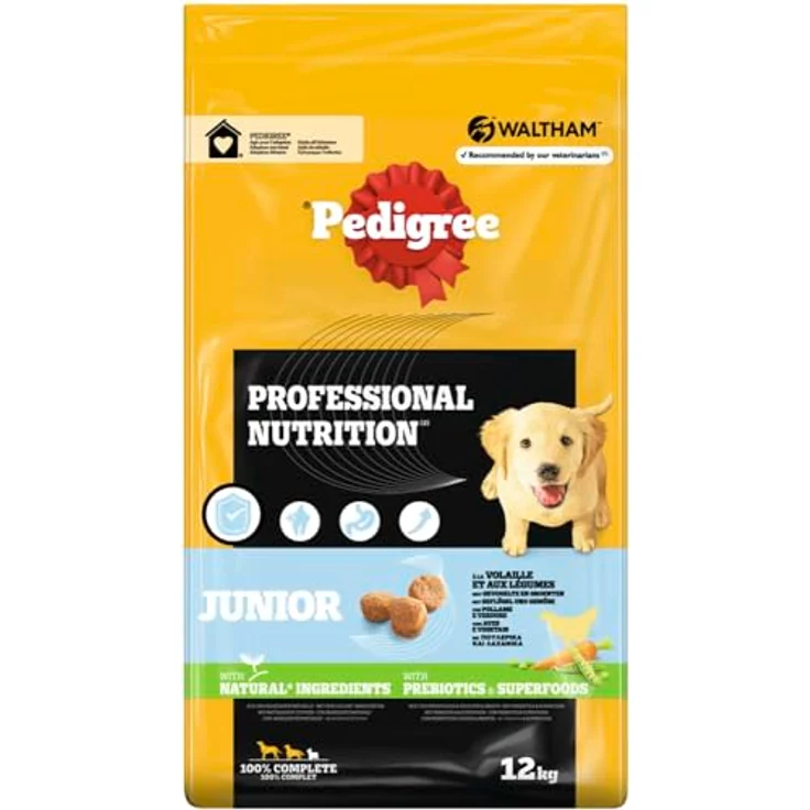 Pedigree Professional Nutrition Junior, Trockenfutter mit Geflügel und Gemüse, 12 kg für Welpen mittlerer und großer Rassen – Bild 2