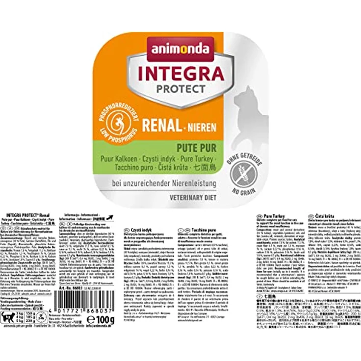 Animonda INTEGRA PROTECT Katzenfutter nass Renal (Nieren) Pute pur, Diätalleinfutter für Katzen mit Niereninsuffizienz, 16 x 100g, getreidefrei, vom Tierarzt empfohlen – Bild 2