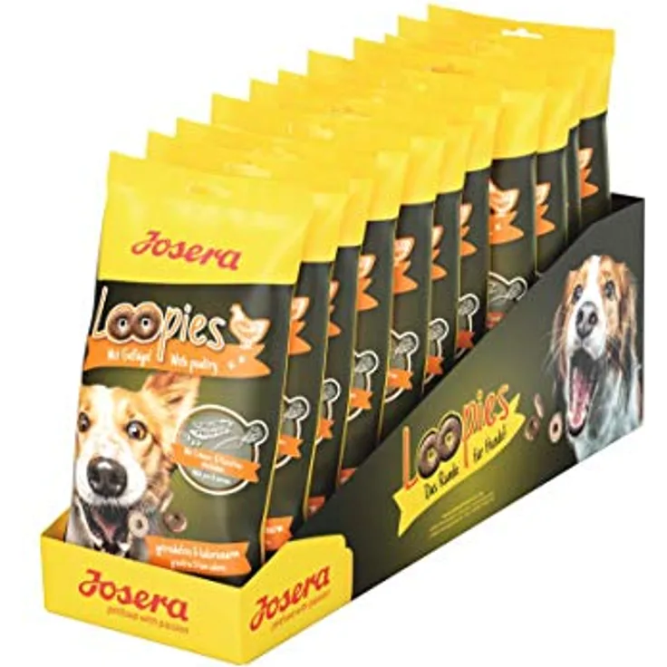 Josera Loopies mit Geflügel, getreidefreie Hundeleckerlis mit wenig Fett, 11 x 150 g, Super Premium Qualität ohne Zucker