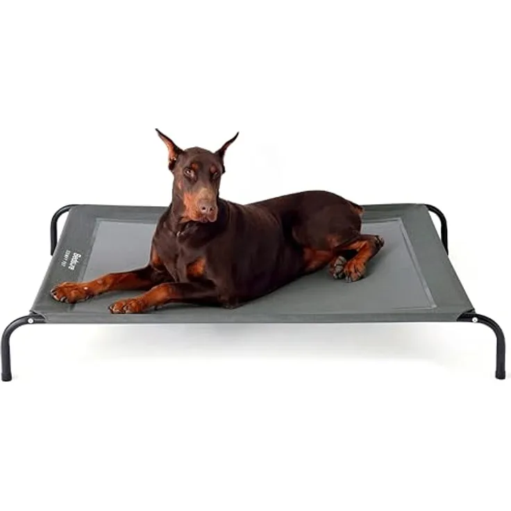 BEDSURE Hundeliege Outdoor, erhöhtes Hundebett für große Hunde, grau, L 124x80 cm, 20 cm hoch, ideal für Camping und Garten