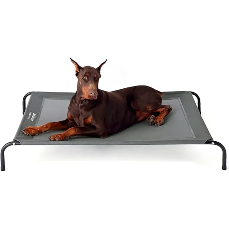 BEDSURE Hundeliege Outdoor, erhöhtes Hundebett für große Hunde, grau, L 124x80 cm, 20 cm hoch, ideal für Camping und Garten – Bild 1