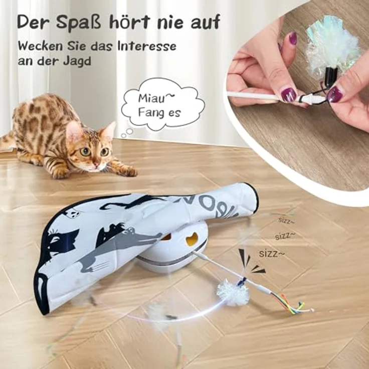 GoldenSun 14-teiliges Katzenspielzeug Set, interaktive Ersatzteile mit Naturfedern und Mylar-Knisterbällen für Indoor-Katzen, multicolor – Bild 5