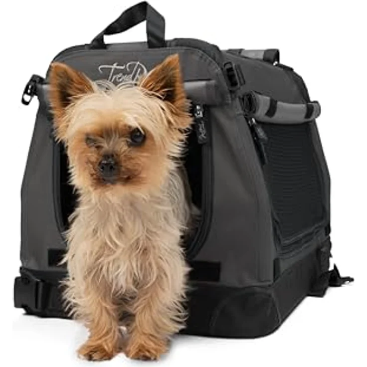 TrendPet TPX-Pro, Faltbare Hundebox mit Aluminium Rahmen, grau, L 50 x B 35 x H 35 cm, mit Verdunkelung und Gurt zur Befestigung – Bild 2