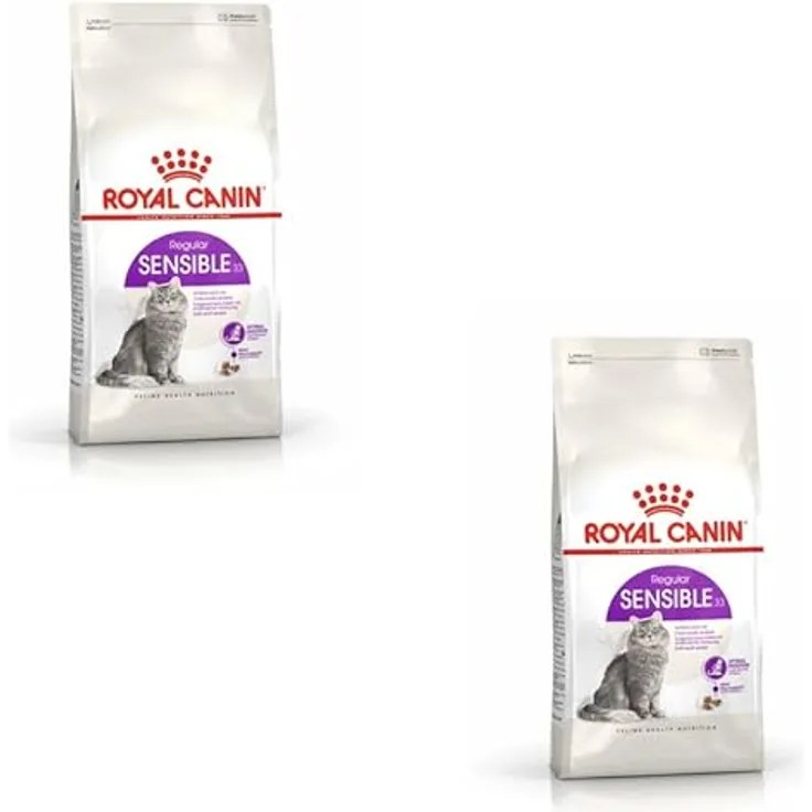 Royal Canin Regular Sensible 33, Trockenfutter für ausgewachsene Katzen, Unterstützung der Verdauung, Doppelpack 2 x 400 g, hohe Energiedichte