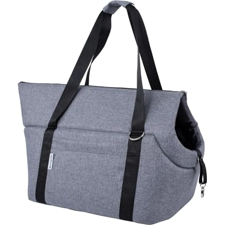 BOUTIQUE ZOO Hundetragetasche XL – große Transporttasche für mittelgroße Hunde & Katzen bis 15 kg, faltbar, weich, waschbar, 52×35×39 cm, Grau – Bild 3