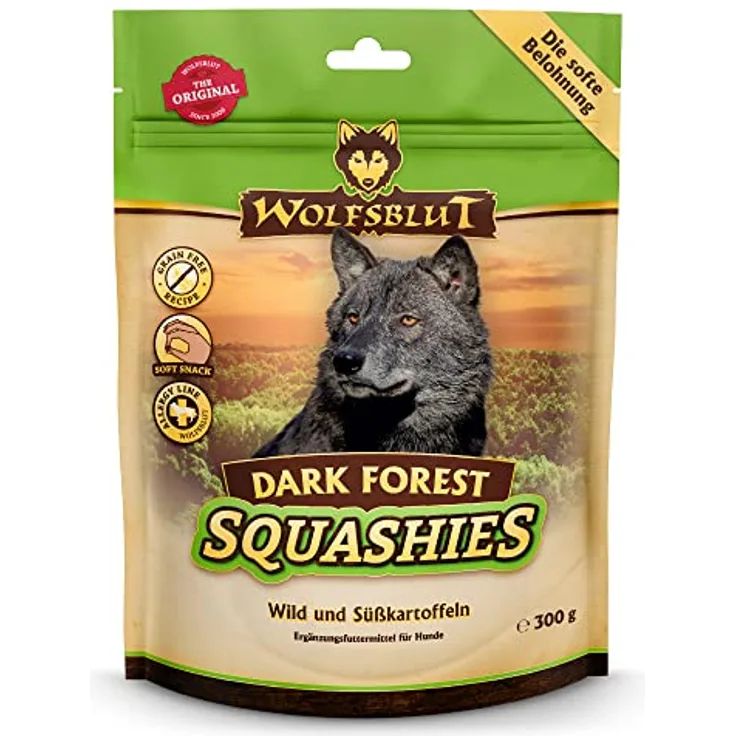 Wolfsblut Squashies Dark Forest, Getreidefreie Hundesnacks mit Wildfleisch und Süßkartoffeln, 300g