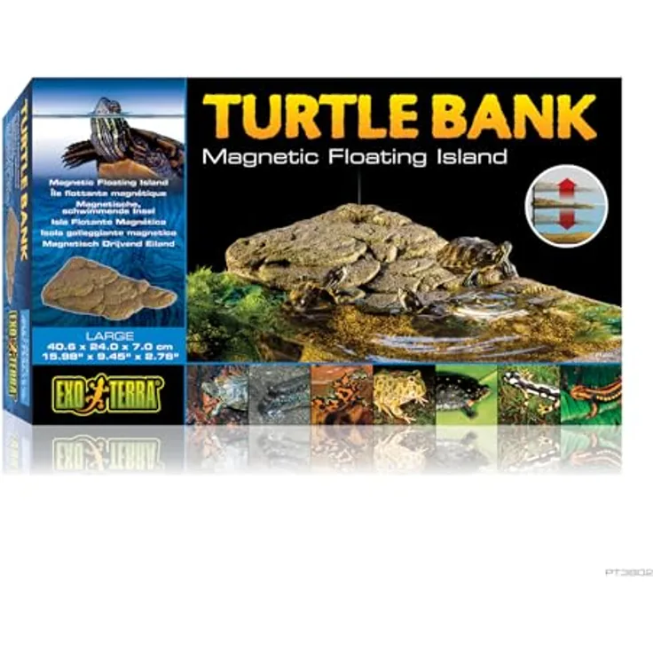Exo Terra Turtle Bank, Magnetische, schwimmende Insel für Wasserschildkröten, anpassbar an Wasserstand, in 3 Größen erhältlich
