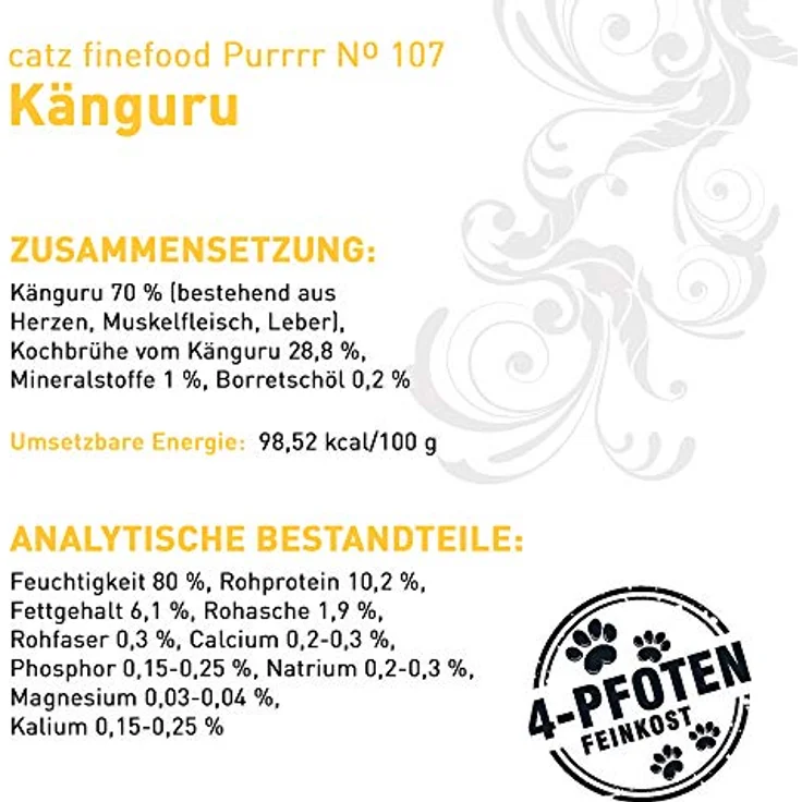 Catz finefood Purrrr No.107, Monoprotein Katzen-Nassfutter mit gut verträglichem Känguru, 85 g, ohne Getreide und Zucker – Bild 5