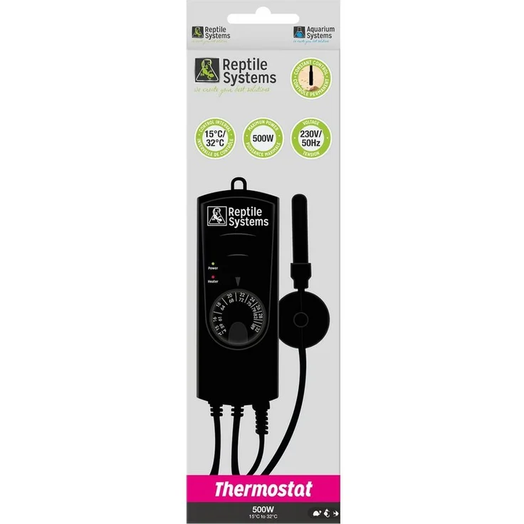 Reptile Systems Terrarium Thermostat 500W, externer Thermostat zur Temperaturregulierung für Terrarien und Aquarien