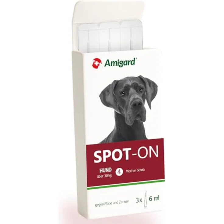 Amigard Spot On für große Hunde über 30 kg, pflanzlich gegen Zecken und Flöhe, 3er Pack ohne Duftstoffe und Konservierungsmittel – Bild 1