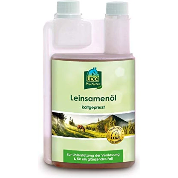 LEXA® Leinöl, 1 l Flasche für glänzendes Fell und Unterstützung der Verdauung, leicht verdauliche Energie