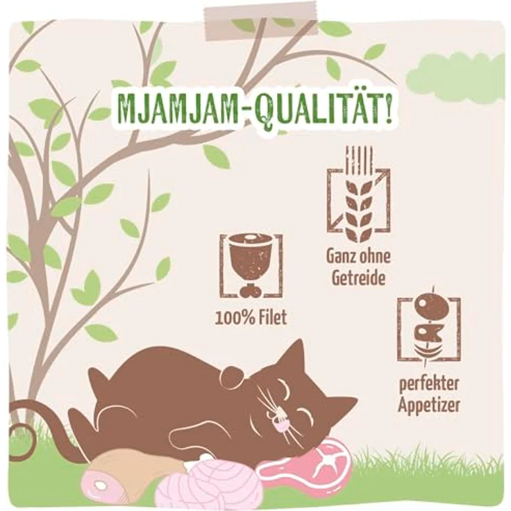 MjAMjAM purer Filetgenuss 9 x 80 g Mixpaket, Nassfutter für Katzen - 3 Sorten (Lachs, Huhn) - Getreide-, gluten-, laktosefrei, 100% natürlich – Bild 5