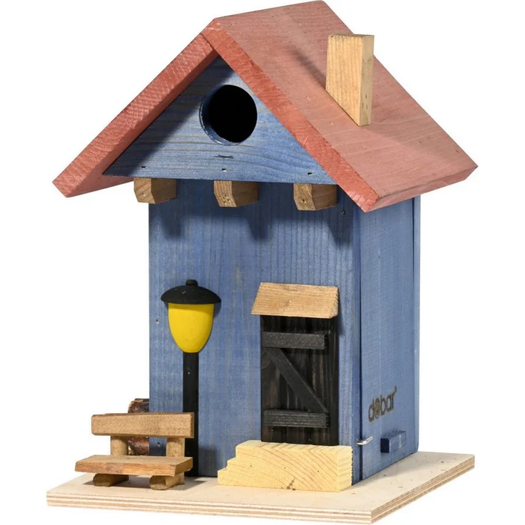 dobar Nistkasten Onkel Bob, Nistkasten für Wildvögel, blau, 18 x 18,5 x 26,5 cm