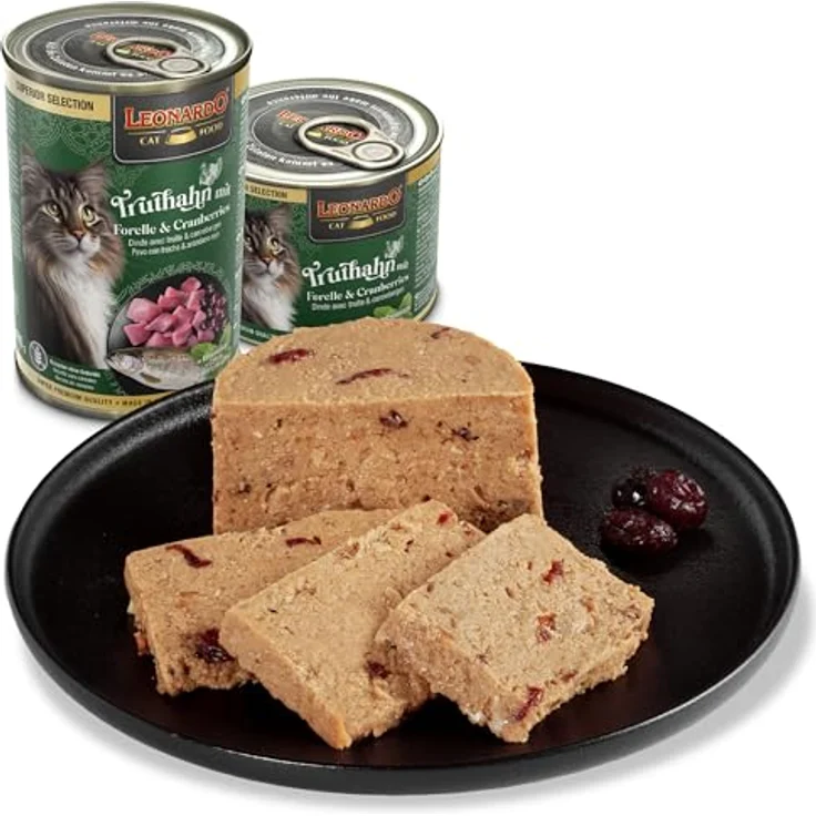 LEONARDO Katzen Nassfutter Superior Selection Truthahn mit Forelle & Cranberries, 6x400g Dose, getreidefrei, ohne Zucker, für ausgewachsene Katzen, Made in Germany – Bild 4