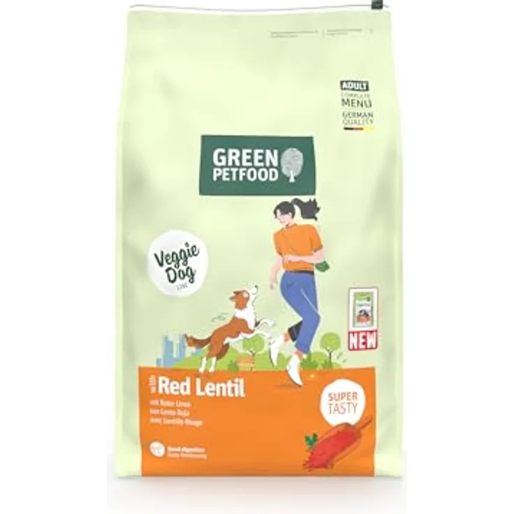 Green Petfood VeggieDog, Premium Trockenfutter für ausgewachsene Hunde, 10 kg, 100% vegetarisch, weizenfrei, besonders verträglich mit Flohsamenschalen