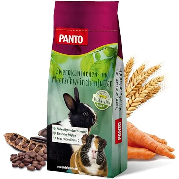 PANTO® Zwergkaninchenfutter, 25 kg Mischung mit Getreide, Pellets, Möhrenstücken und Johannisbrot, reich an Vitaminen und Mineralstoffen – Bild 1