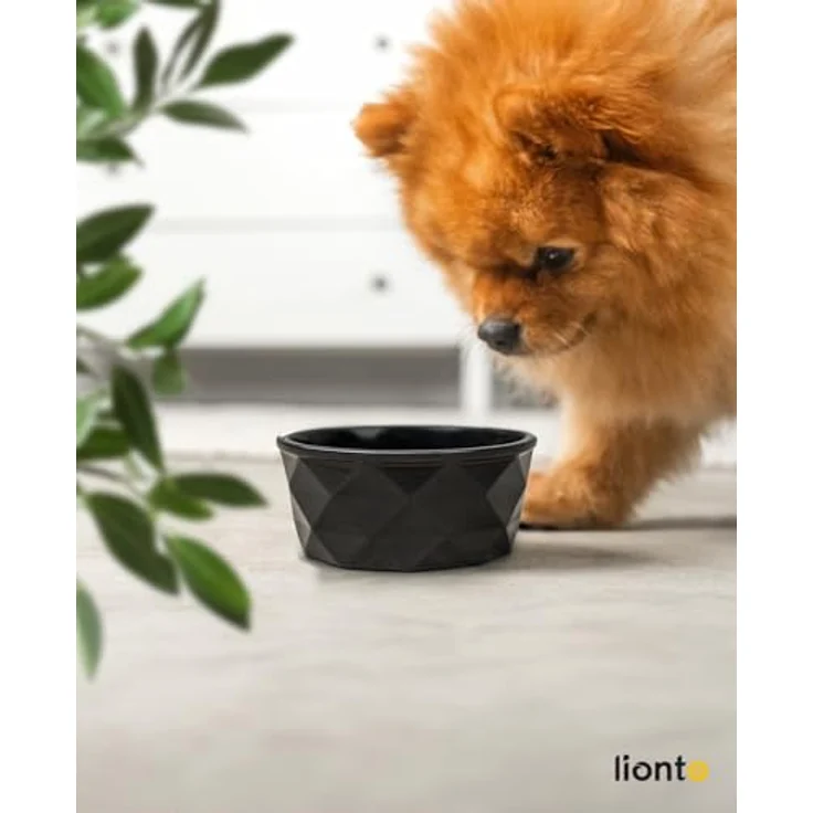 lionto Futternapf aus Keramik, 350 ml, rutschfest mit Silikonboden, langlebig und leicht zu reinigen, ergonomisches Design, schwarz – Bild 2