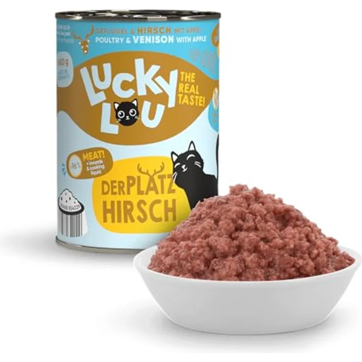 Lucky Lou Lifestage Adult Katzen-Nassfutter, Geflügel und Hirsch, Getreide- und Zuckerfrei, 24x400g – Bild 4